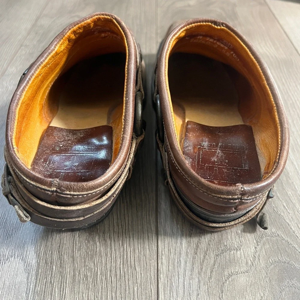 Frye Brown Leather Mule Clogs with Buckle Detail - Picture 11 of 15